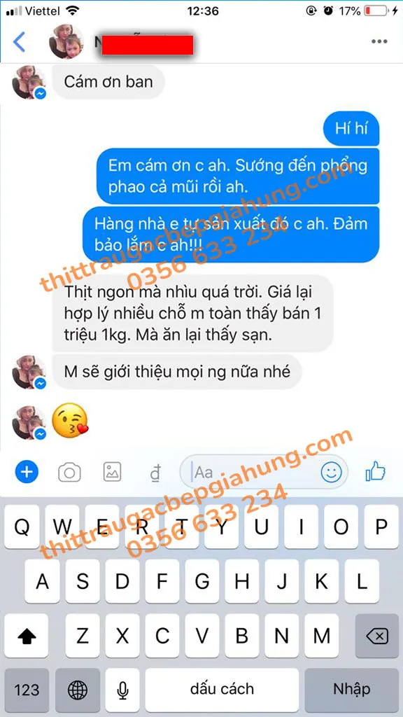Tin nhắn phản hồi sản phẩm Gia Hưng