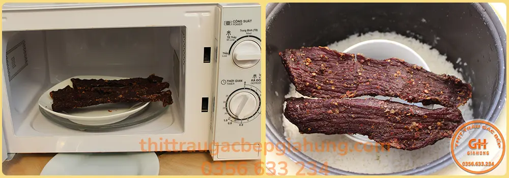 Cách làm nóng thịt trâu gác bếp
